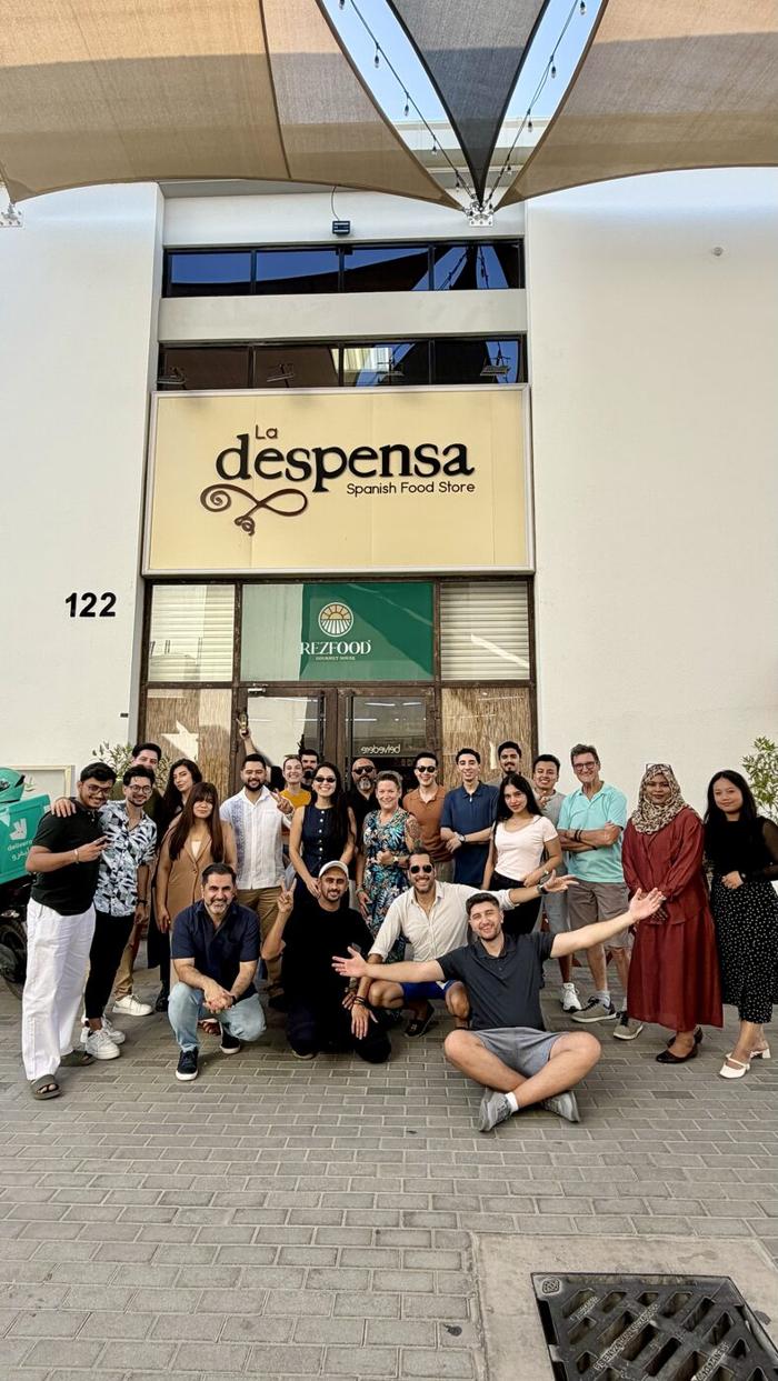United Expats in UAE group outside a Spanish food store